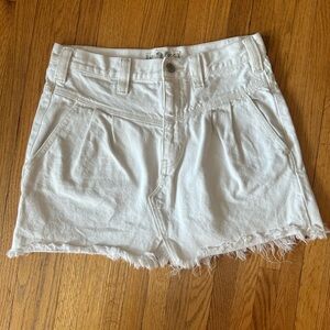 We The Free White Frayed Hem Jean Skirt